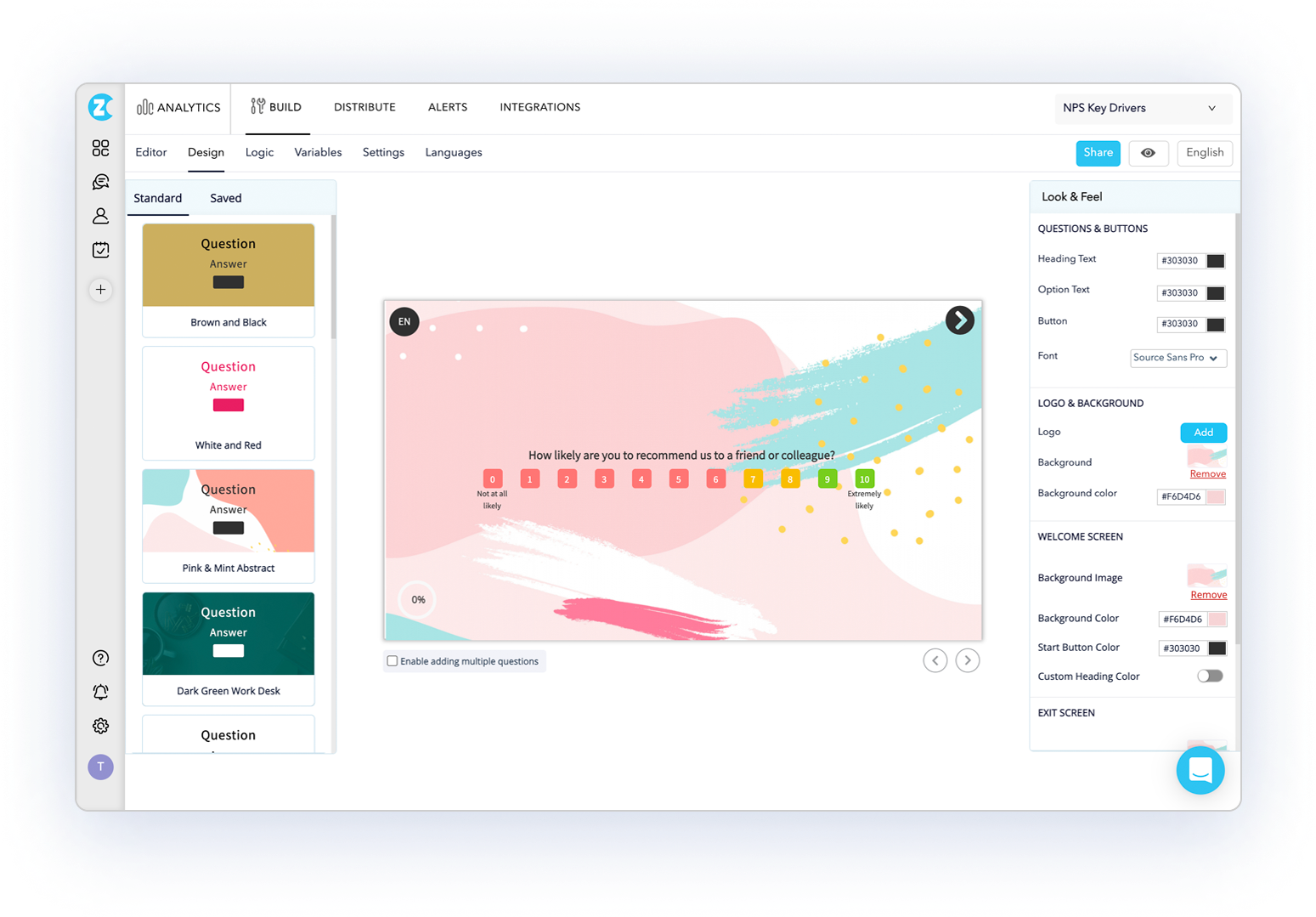 survey tool template designs