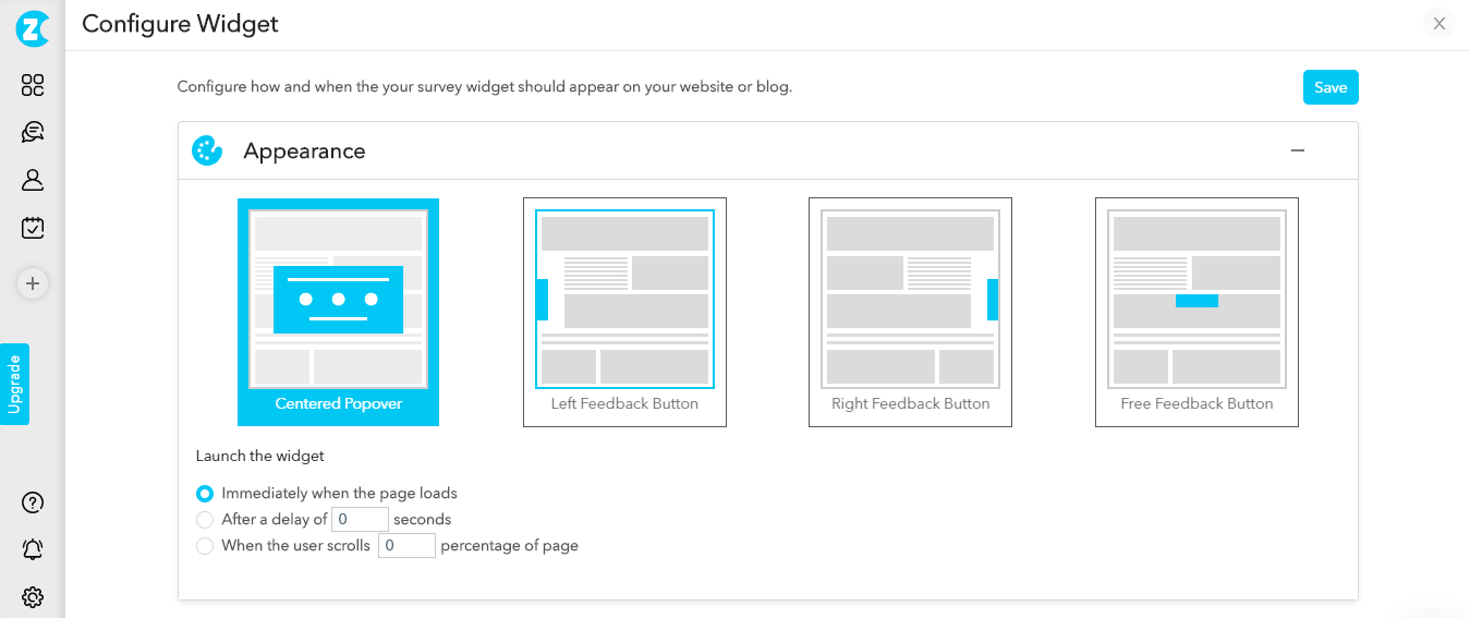 website feedback form time-delayed popup