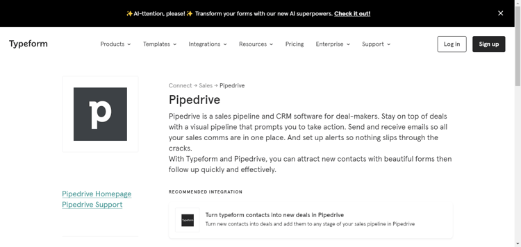 typeform- nps tools for Pipedrive