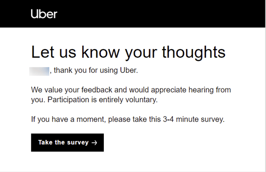 uber survey email example