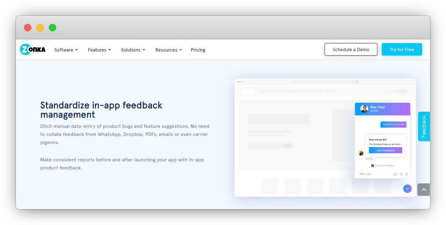 Zonka Feedback in-app feedback tool