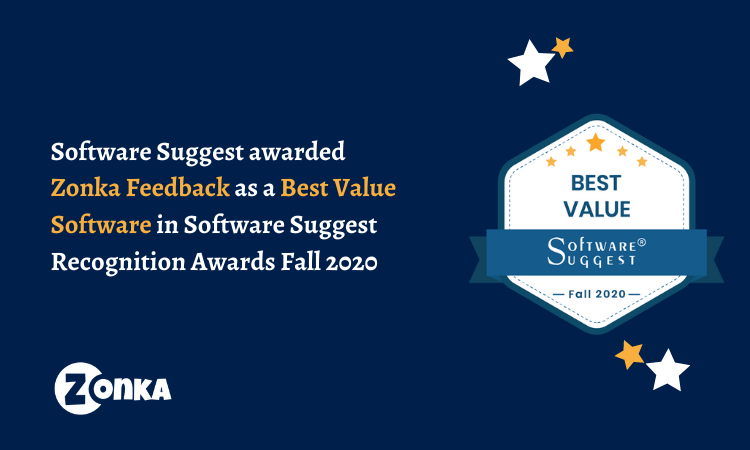 Best Value Software Awarded to Zonka Feedback by Software Suggest Recognition Awards Fall 2020