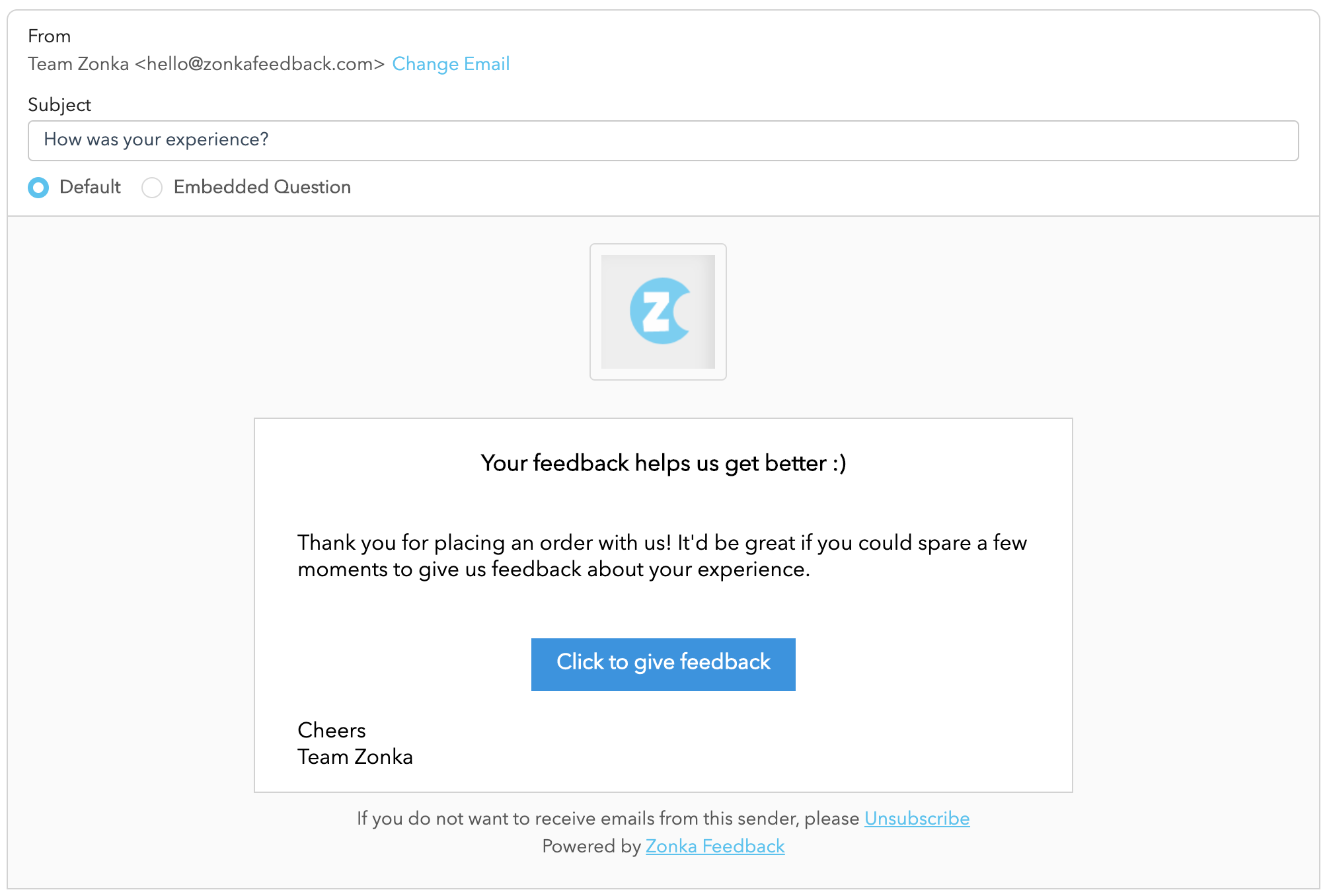 Customize Email Survey