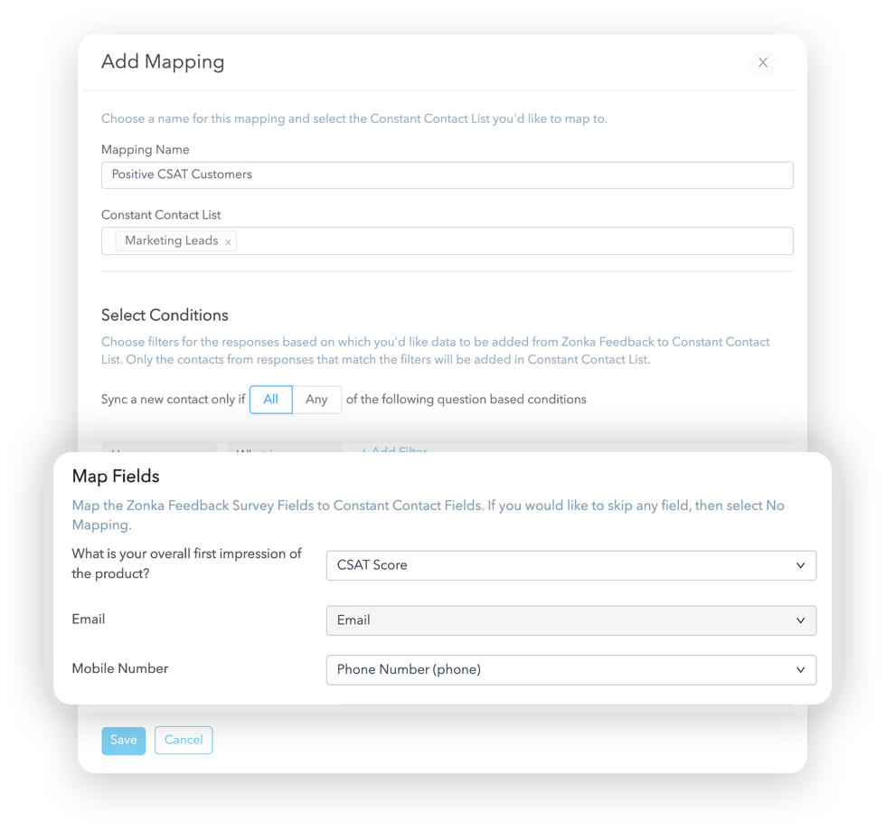 Map Fields to Constant Contact