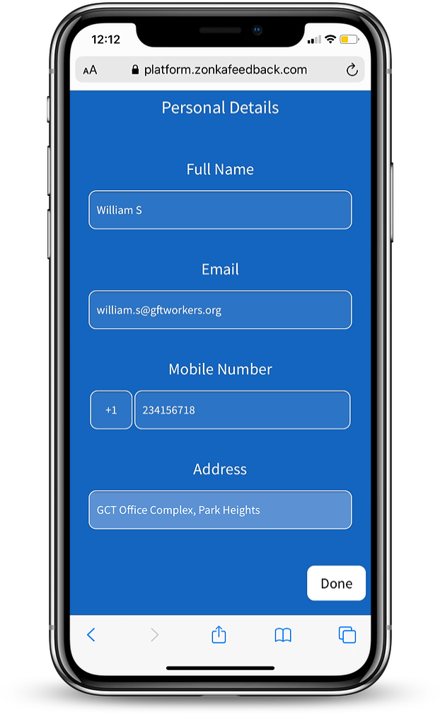 MobileForm - Personal Details