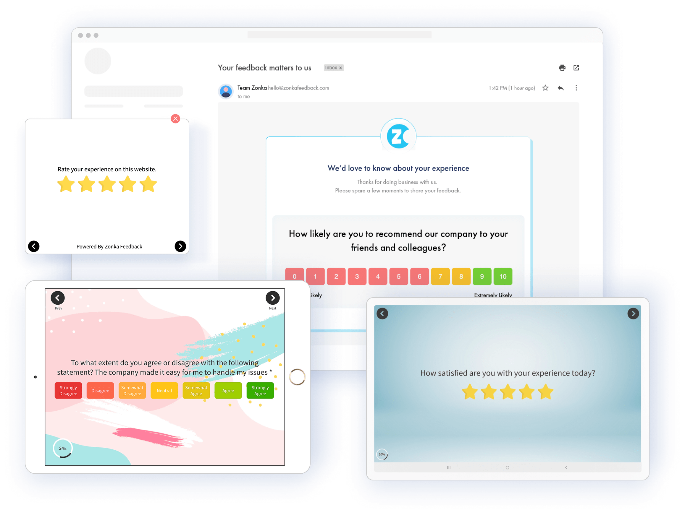 NPS Desktop, CSAT, CES,Widget Tab patient feedback questions