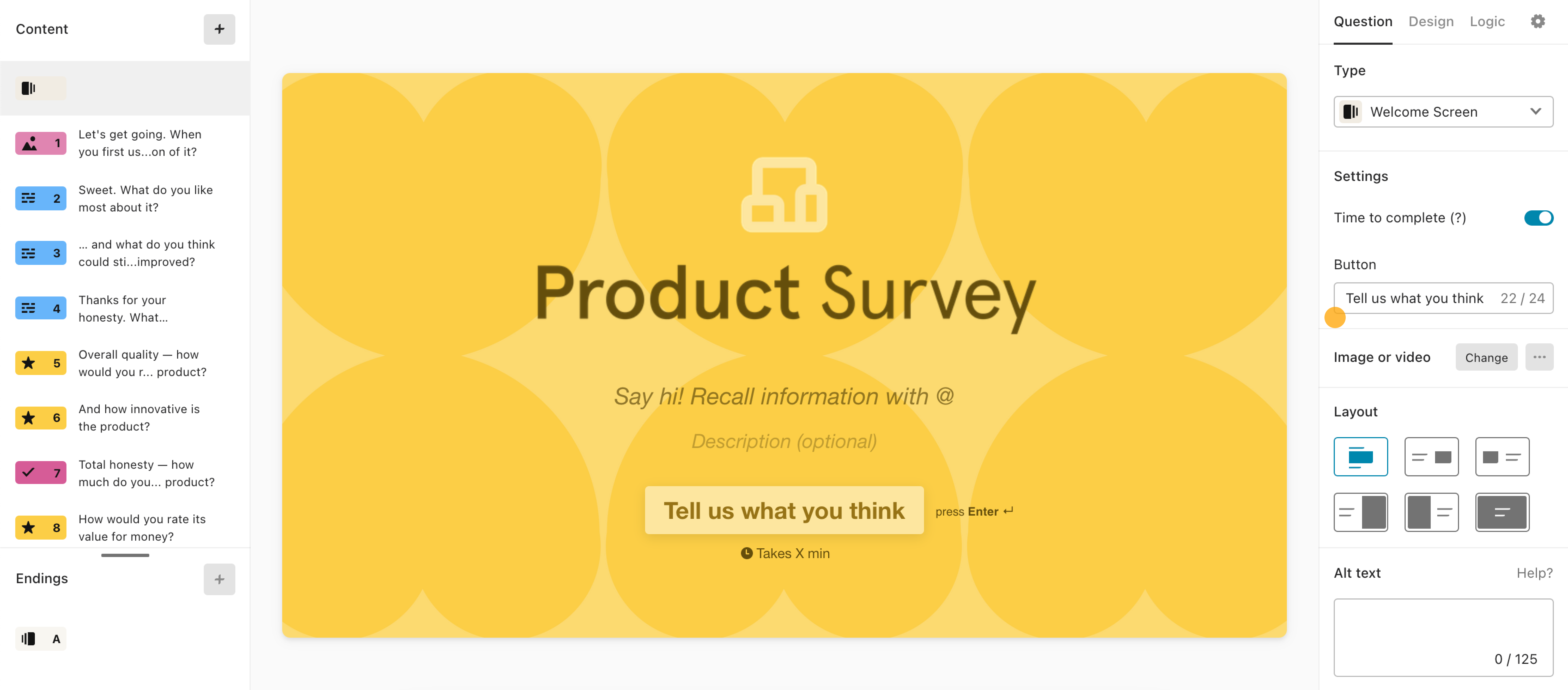 Product Feedback Tool TypeForm