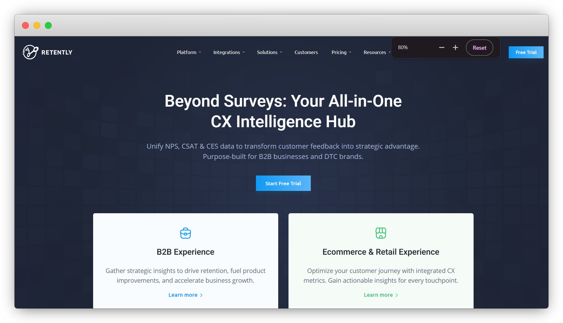 Retently NPS email survey tool dashboard