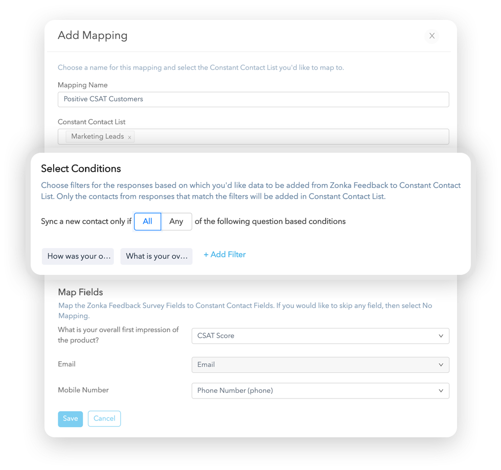 Select Conditions for Constant Contact