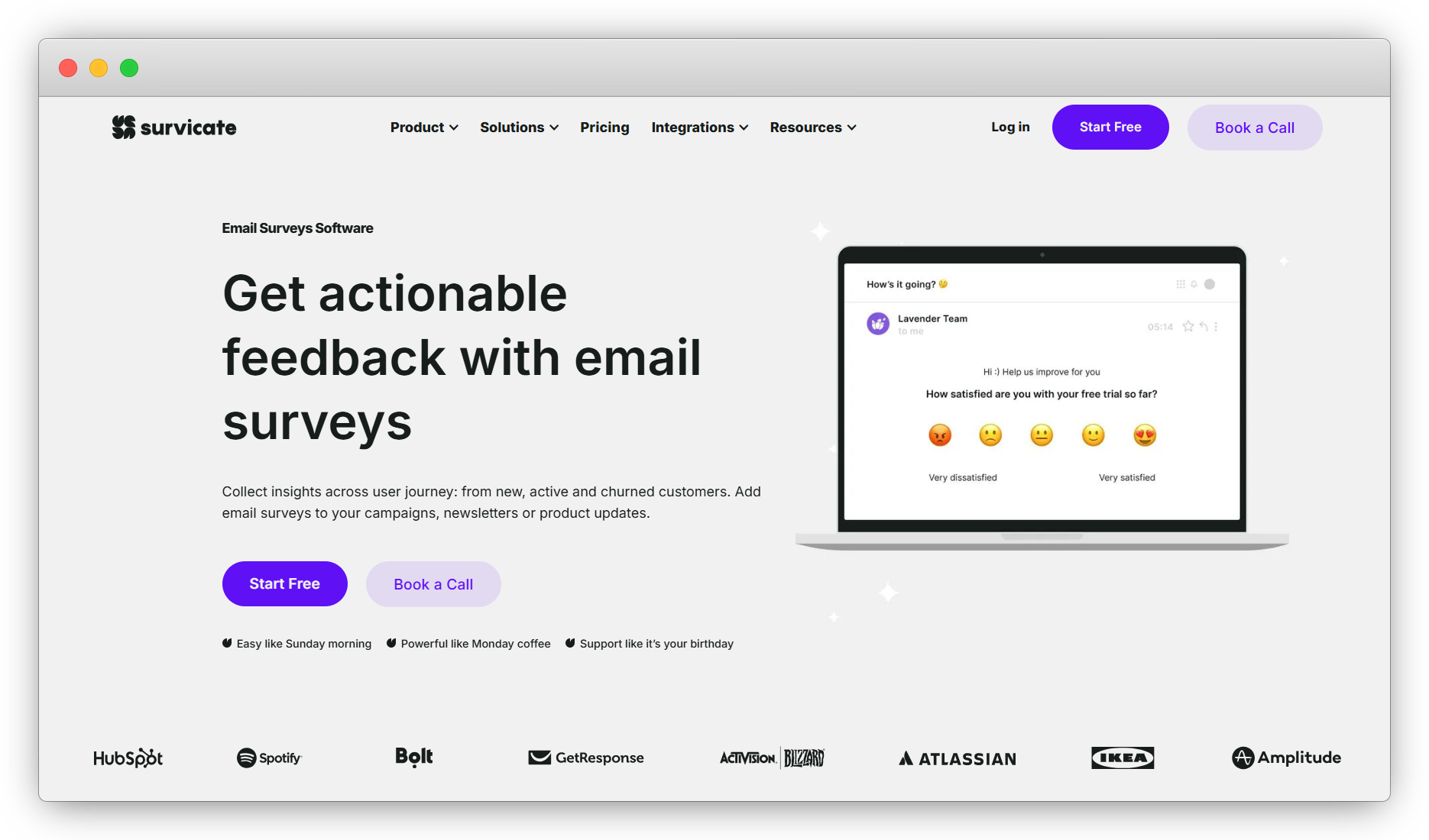 Survicate SaaS lifecycle email survey tool