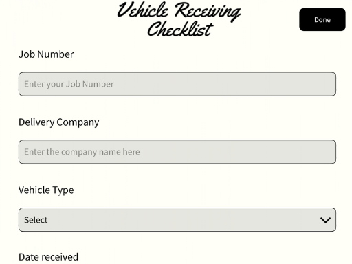 Vehicle Receiving Checklist Template