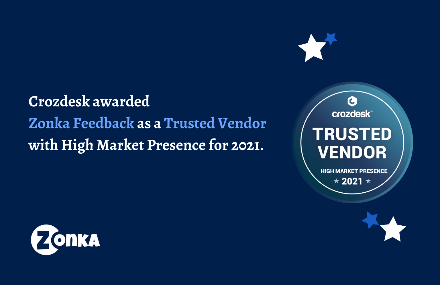 Zonka Feedback is Recognized as Trusted Vendor 2021 By Crozdesk