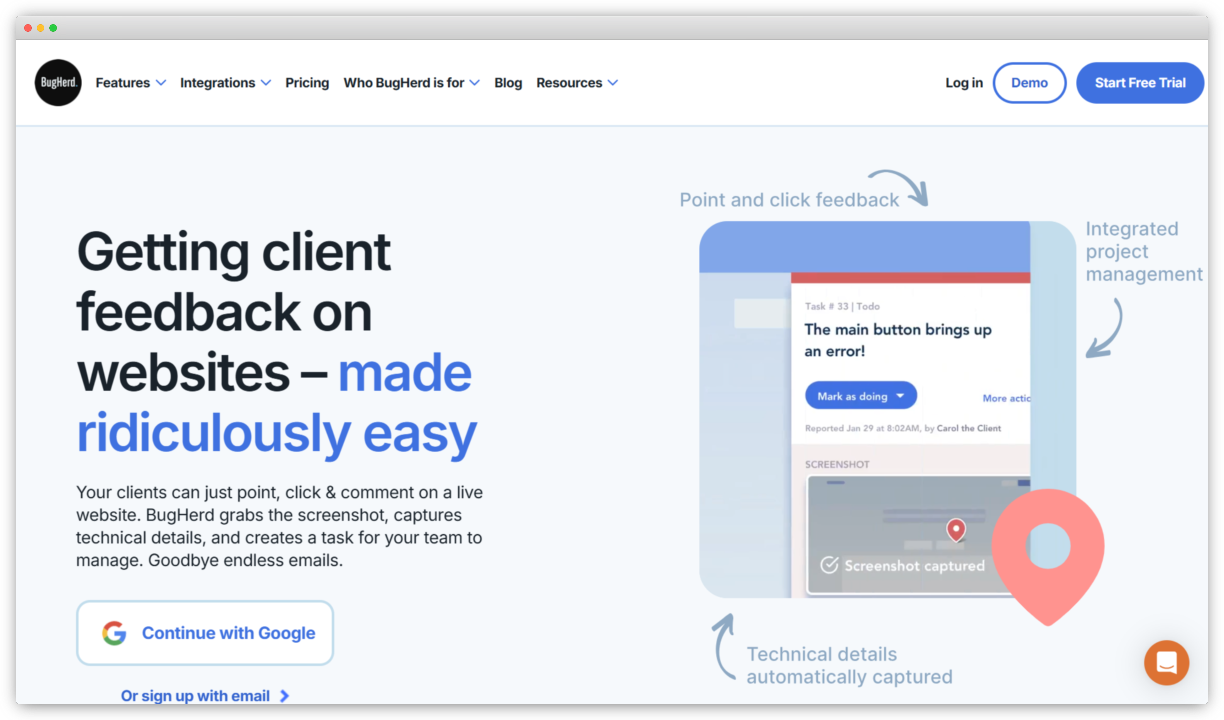 BugHerd visual website feedback and bug tracking