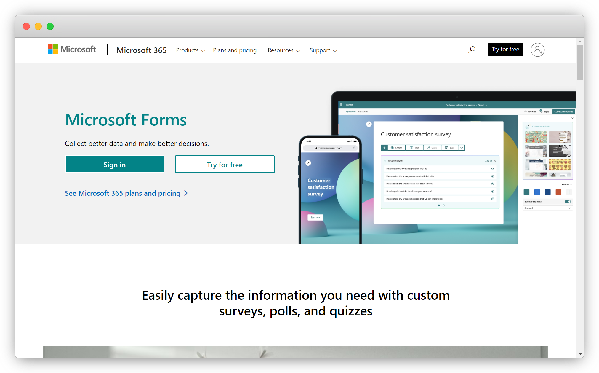 Popular Free Survey Tool - Microsoft Forms