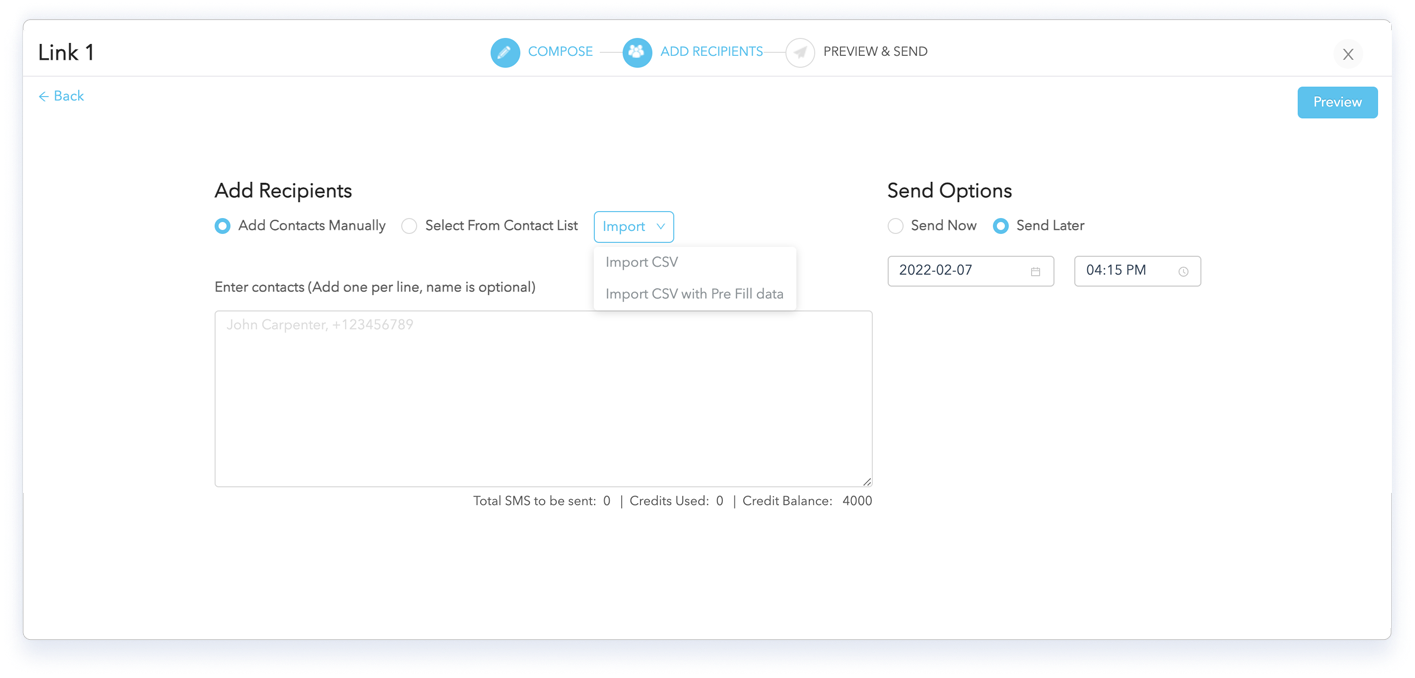 Adding Contacts for SMS Surveys