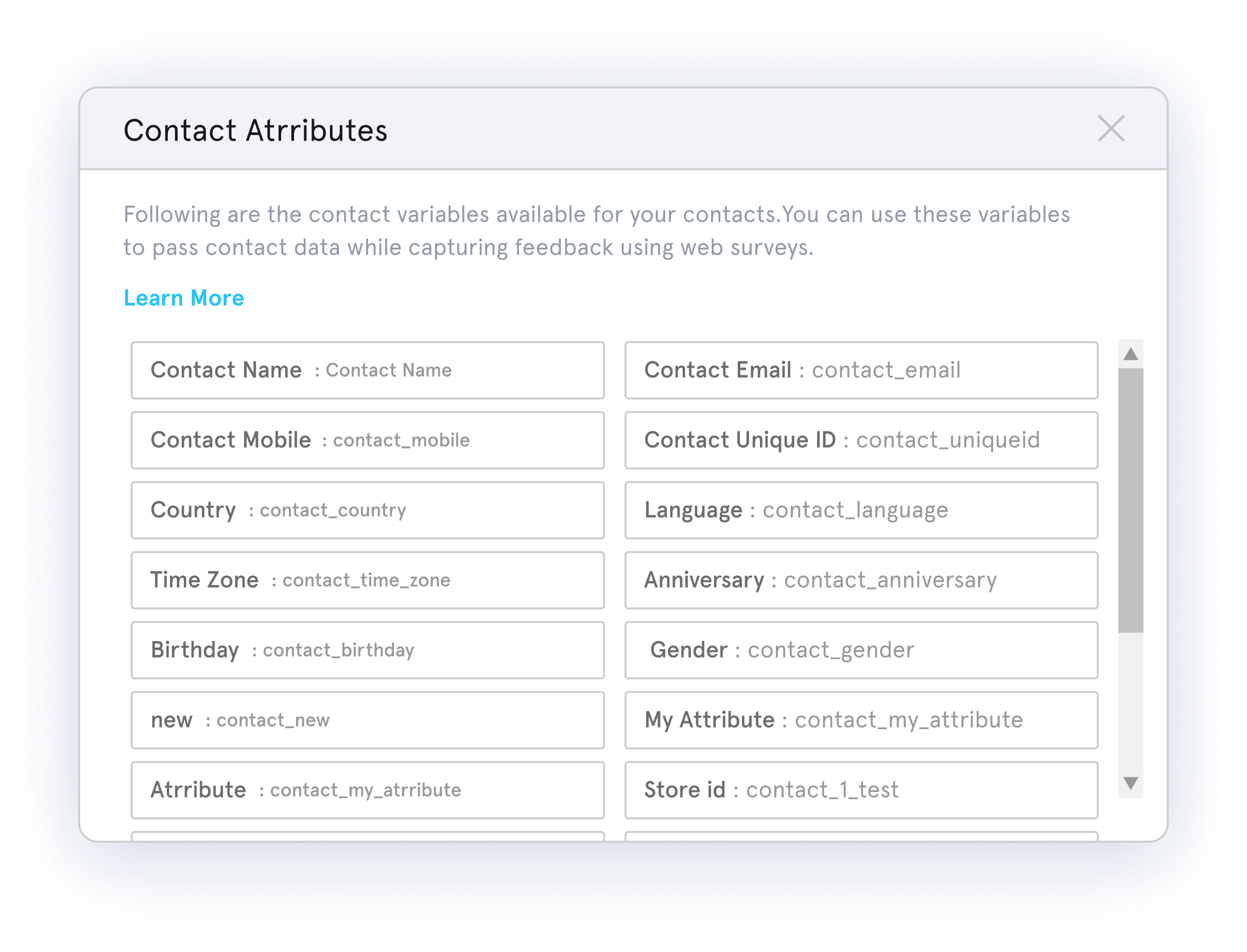 Contact Attributes of survey respondents in free survey maker