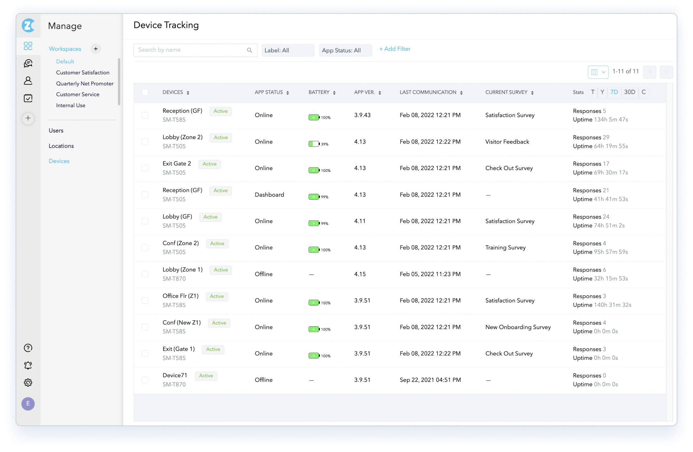 Device Tracking - Android survey app