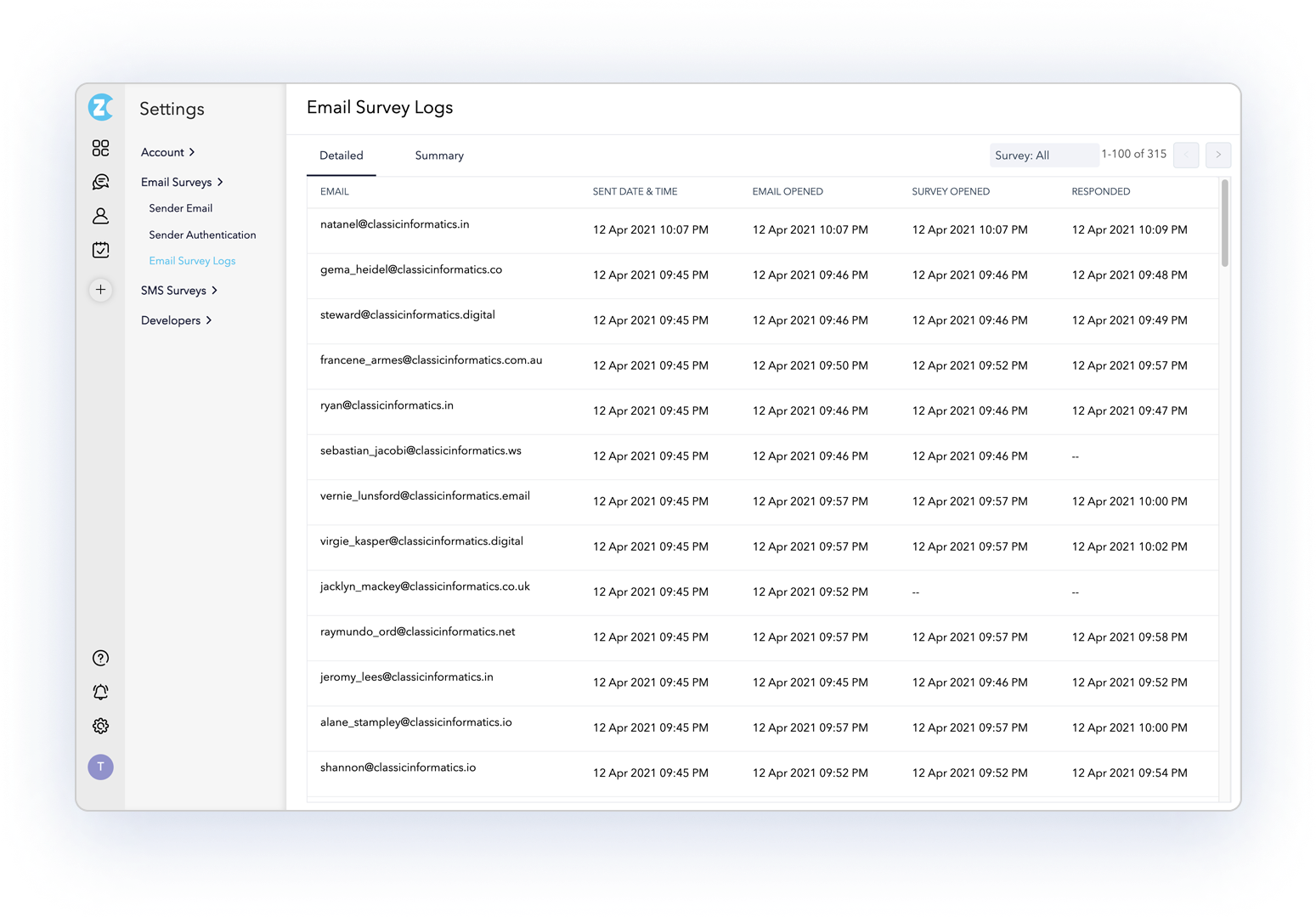 Email-Survey-Logs