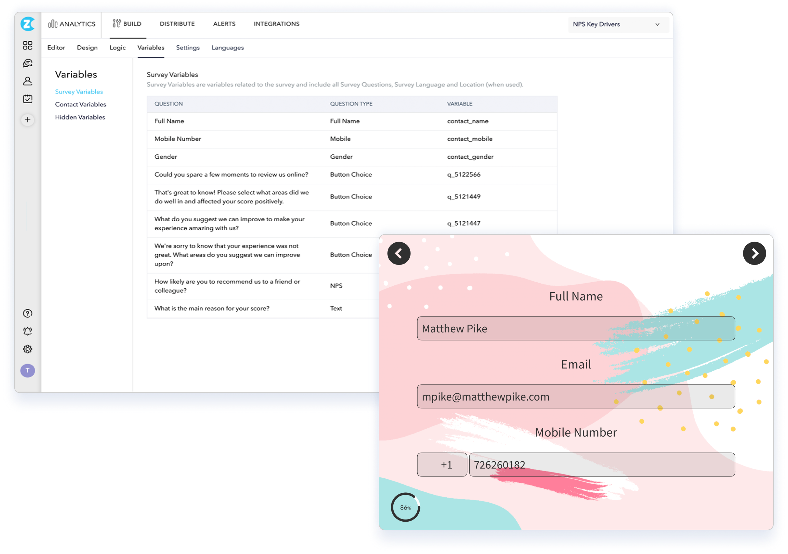 Pre-Filled Patient Feedback Surveys with Variables